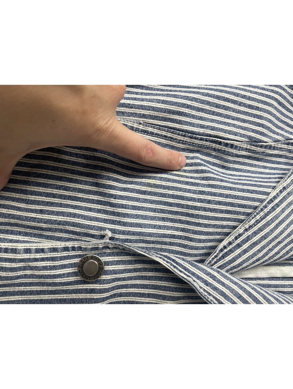 Vintage Faded Glory Denim Stripe Jacket Size Large - Picture 3 of 11